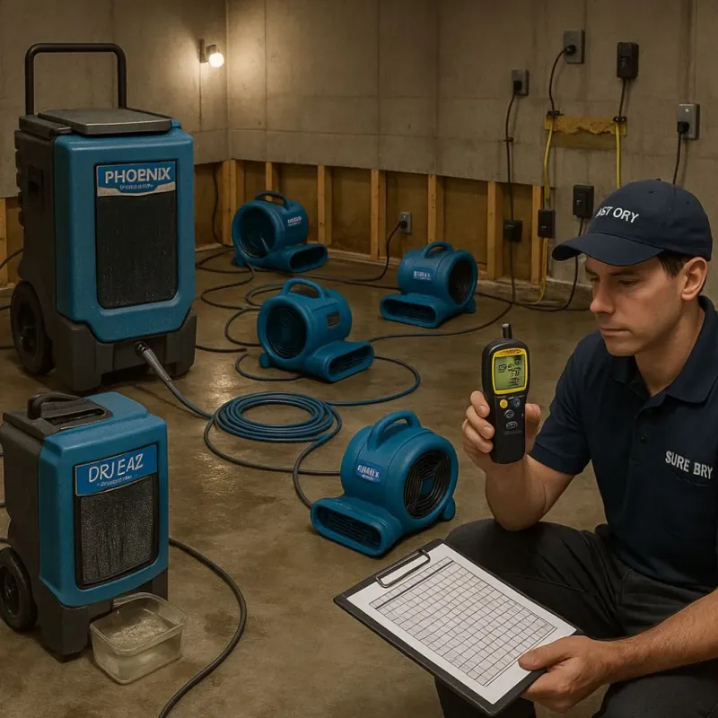 Structural Drying and Dehumidification process in Water Mill, NY